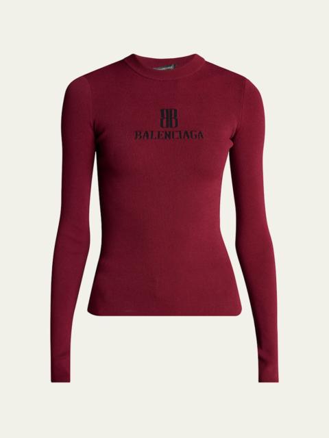 BALENCIAGA BB Logo Long-Sleeve Rib Sweater
