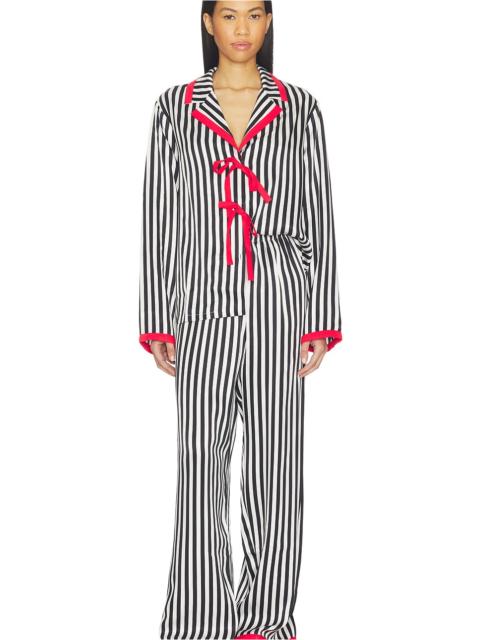 SLEEPER Phoenix Striped Set With Red Bow Details