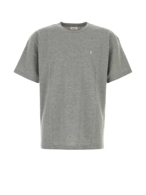SAINT LAURENT Saint Laurent Men Grey Piquet T-Shirt