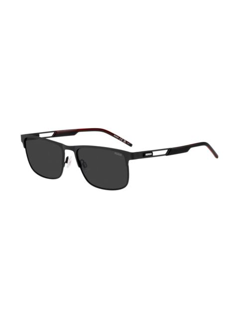 HUGO RUBBER-LOGO SUNGLASSES IN BLACK