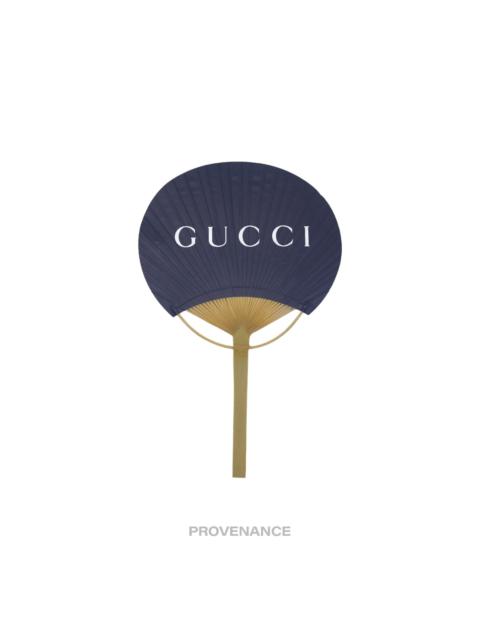 Gucci Logo Bamboo Hand Fan - Navy