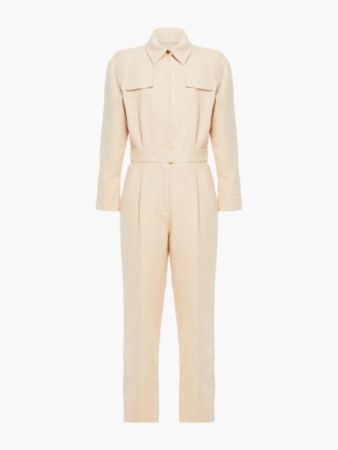 Sandro Uno pleated cotton and linen-blend twill jumpsuit