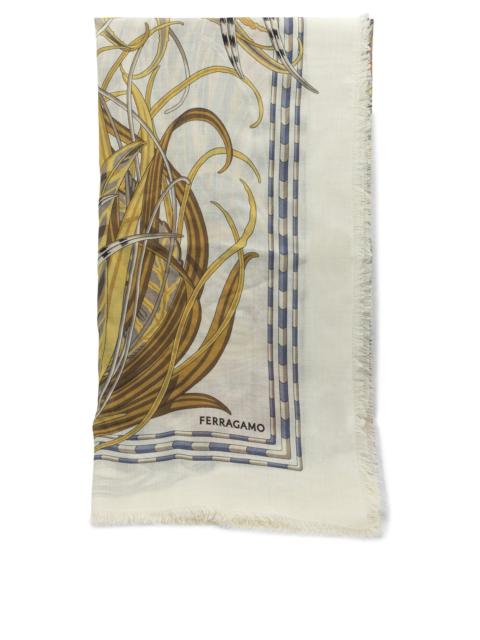 FERRAGAMO Ferragamo Rooster Cashmere And Silk Scarf Black