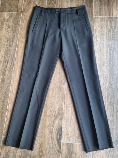 black formal dress wool pants with leather details