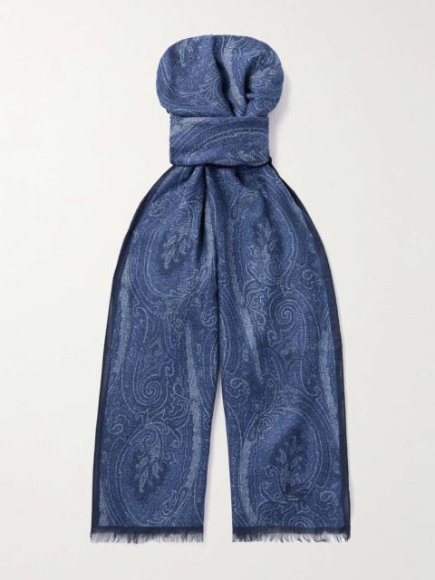 Paisley-Print Fringed Modal and Cashmere-Blend Scarf