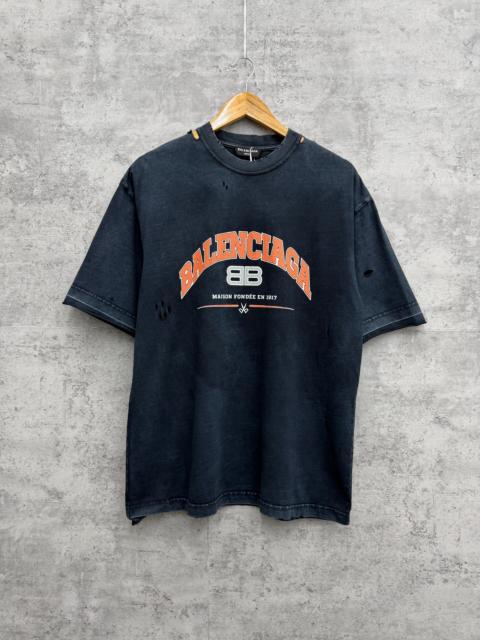 BALENCIAGA Balenciaga 1917 Scissors BB Distressed Short Sleeve Top