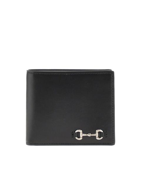 GUCCI Gucci Leather Wallet with Horsebit Detail Black