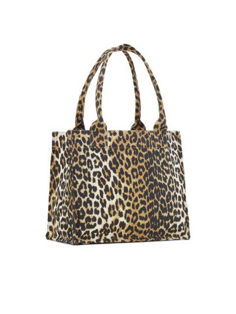 GANNI leopard-print canvas tote bag