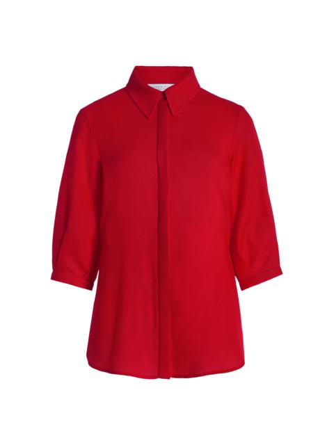GABRIELA HEARST Hadley Blouse in Scarlet Red Virgin Wool