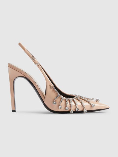 Women's pump with crystal chain