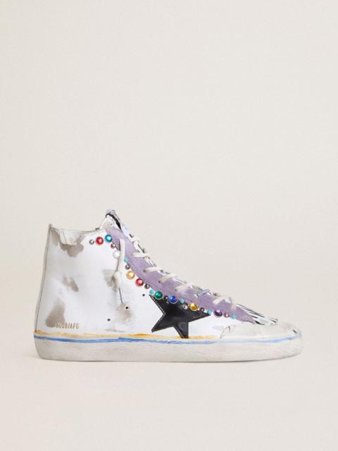 Golden Goose Women’s Francy Penstar LAB with black leather star and multicolor studs
