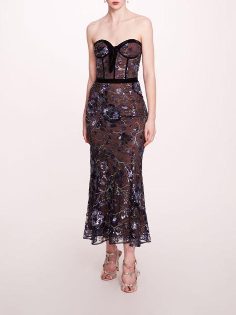 Marchesa CLIMBING VINES MIDI DRESS