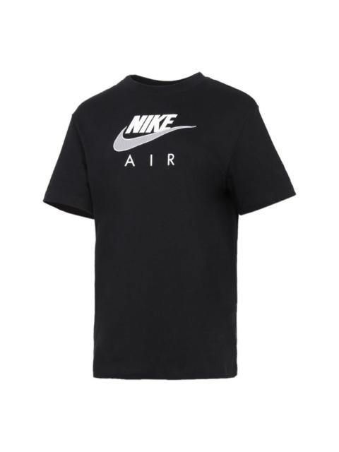 Nike (WMNS) Nike Air Logo Casual Sports Short Sleeve Black T-Shirt CZ8615-010