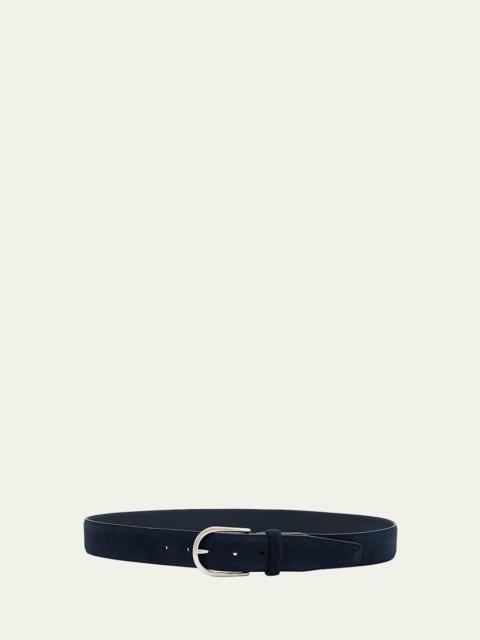 Brioni Men's Suede Round-Buckle Belt