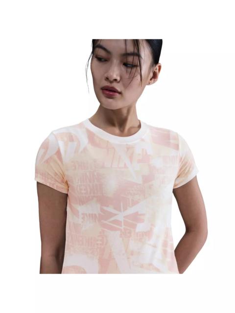 Nike Women's Sportswear Short-Sleeve Street AOP T-Shirt -White