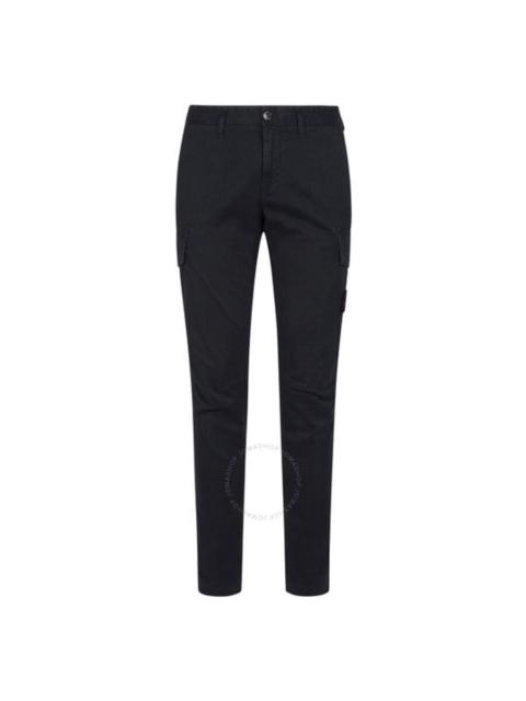 Stone Island Men's Navy Blue Mid-Rise Tapered Cargo Trousers