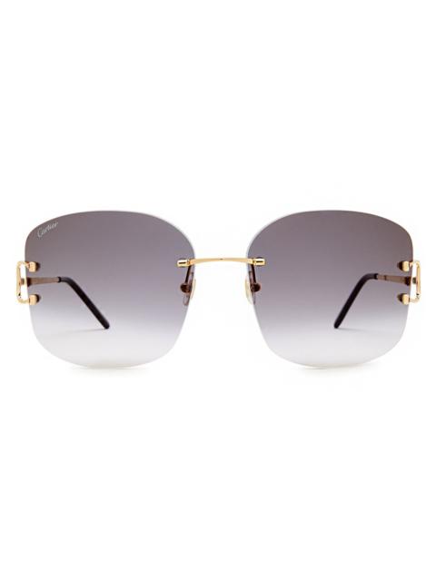 Cartier Cartier Signature C De Cartier Rimless Oversized Sunglasses