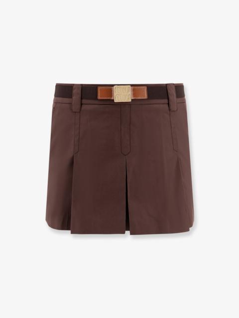 Miu Miu Miu Miu Panama Pleated Mini Skirt With Belt