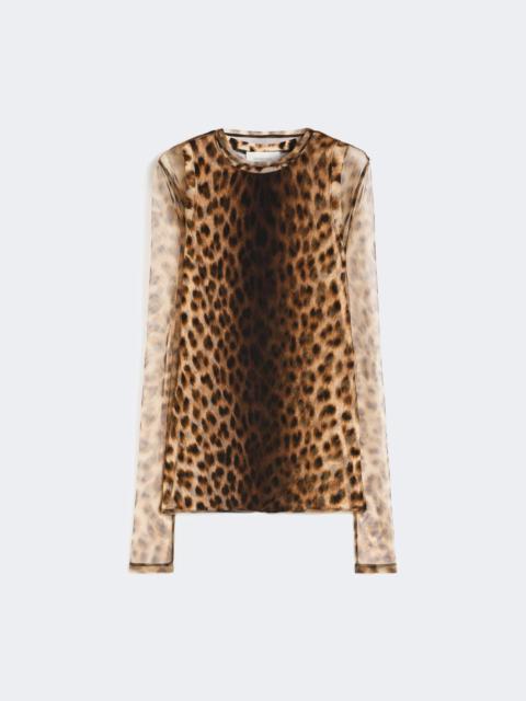 Sportmax Animal-print bi-material top - BEIGE SHADED