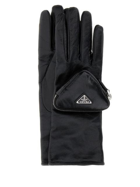 Prada Woman Black Leather Gloves