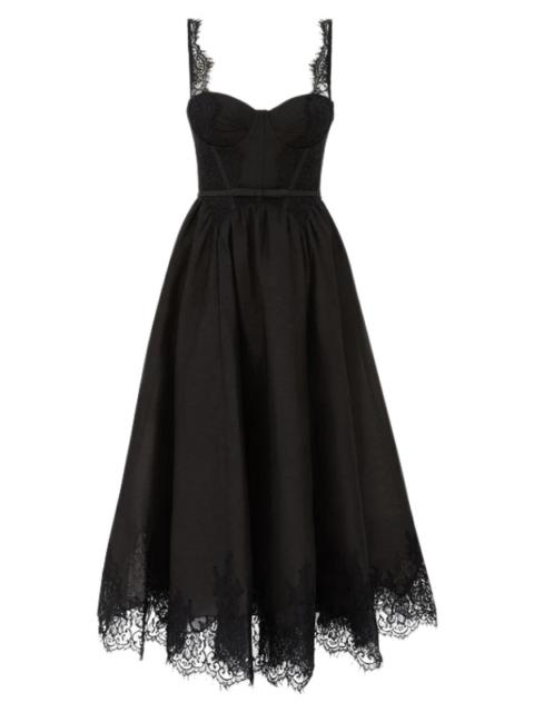 Zimmermann Valiant Lace Trim Midi Dress in Black