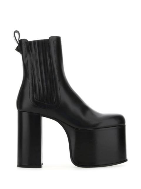 Valentino Garavani Woman Black Leather Club Ankle Boots