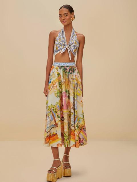 FARM RIO Multicolor Aracati Organic Cotton Midi Skirt