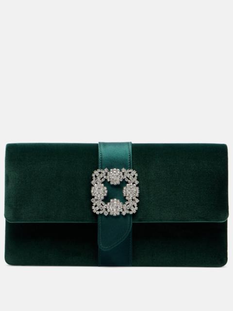 Manolo Blahnik Capri embellished velvet clutch
