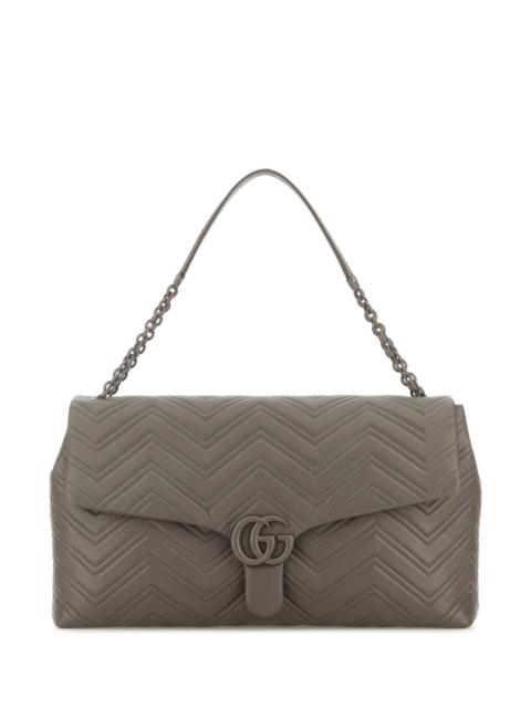 GUCCI Gucci Women Grey Leather Maxi Gg Marmont Shoulder Bag