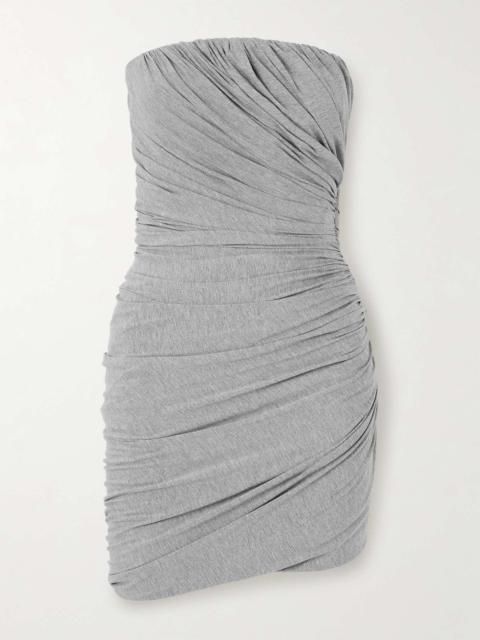 Abito strapless ruched jersey mini dress