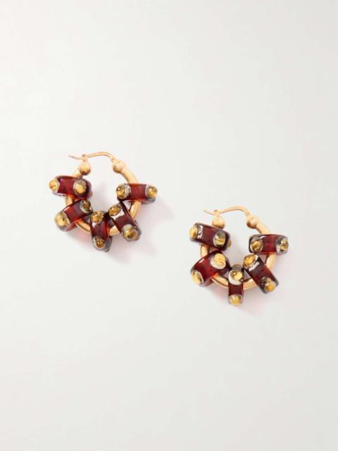 Gold-tone and glass earrings