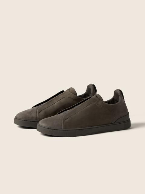 ZEGNA DARK TAUPE TRIPLE STITCH™ SECONDSKIN SNEAKERS