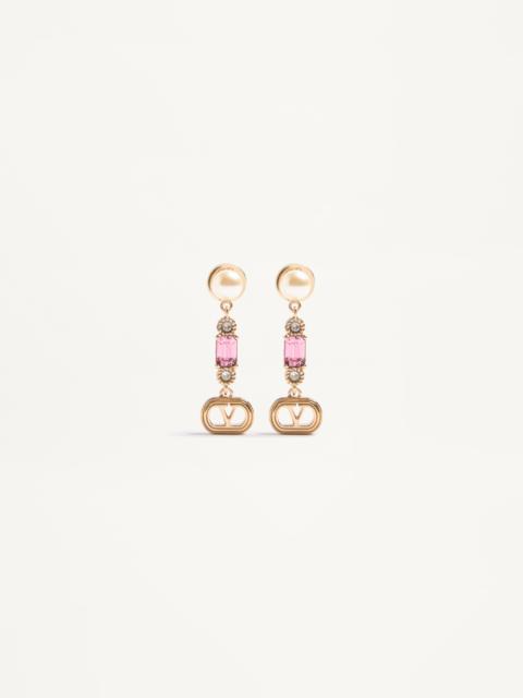 Valentino OVALETTE EARRINGS IN METAL, PEARL AND SWAROVSKI® CRYSTALS