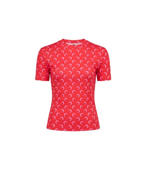 Marine Serre MOON PRINTED JERSEY SS CREWNECK TOP