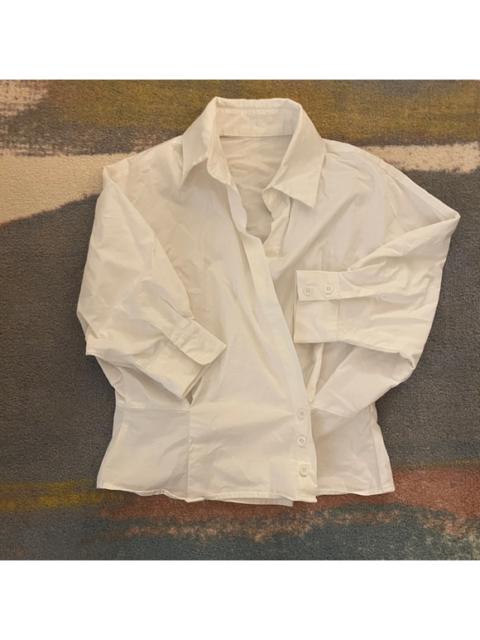 Other Designers Muti-way White Poplin Short Sleeve Shirt