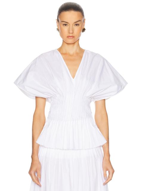 House of Dagmar Poplin V Neck Top