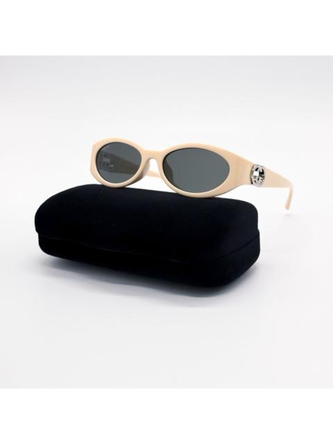 GUCCI NWT Gucci GG1662SA 004 White Gray Oval Women Sunglasses