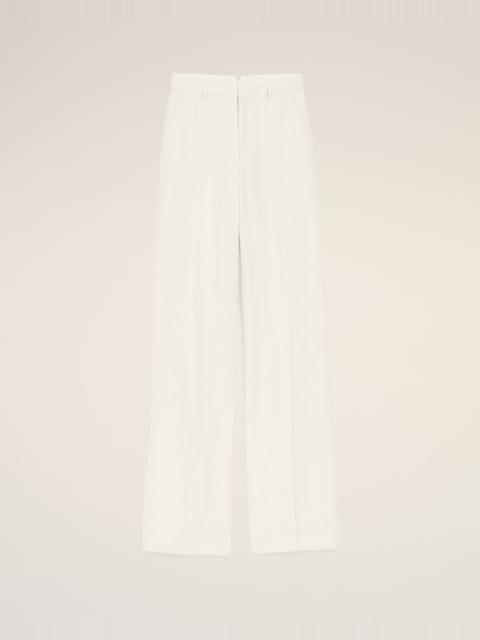 AMI Paris WHITE BLENDED LINEN LOW WAIST STRAIGHT PANT