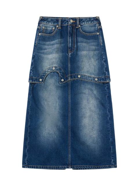 EVISU Logo Print Fashion Fit Detachable Denim Skirt