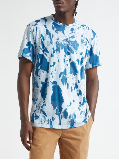 Tシャツ・カットソー ALEXANDER MCQUEEN DEVORE COTTON T-SHIRT WITH FLOCKED LOGO Alexander McQueen McQueen Flocked Logo Devoré T-Shirt in