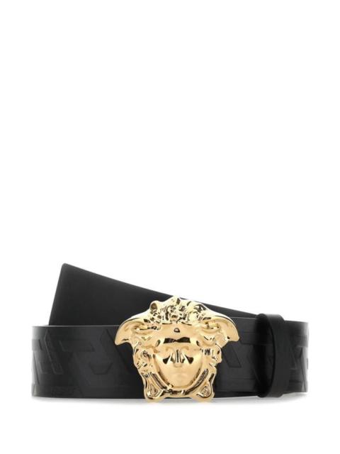 VERSACE Black Leather Belt