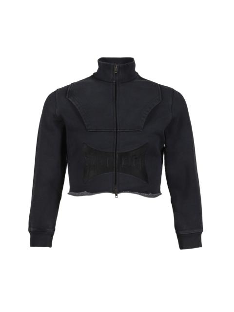 VETEMENTS UPSIDE-DOWN LOGO ZIP-UP HOODIE / BLK