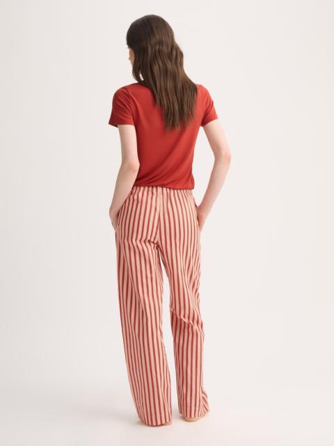 Derek Rose Women's Lounge Pants Capri Cotton Batiste Red & Peach Stripe
