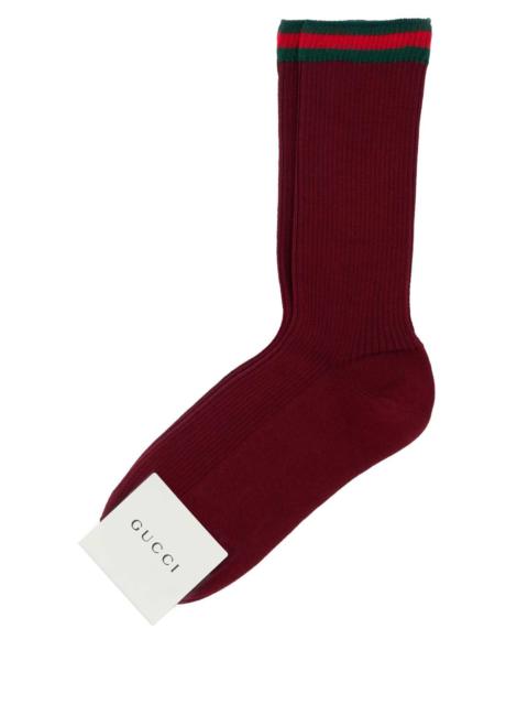 Gucci Women Burgundy Cotton Blend Socks
