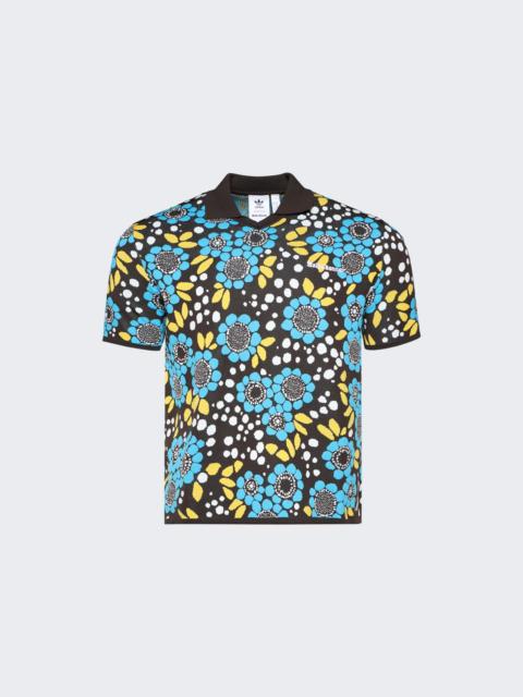 adidas X Wales Bonner Knit Polo Shirt Blue Floral