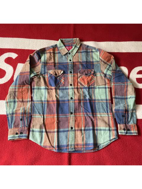 Supreme - Plaid Flannel Shirt - Aqua Green, Orange & Navy