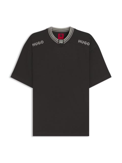 HUGO HUGO X RB COTTON T-SHIRT WITH TIPPING AND LOGOS
