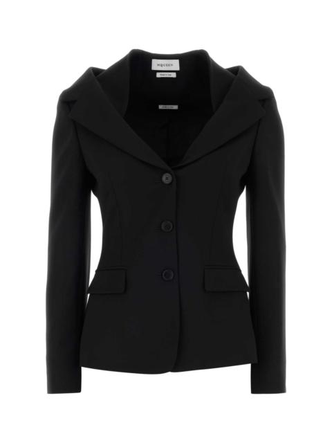 Alexander McQueen Alexander Mcqueen Women Black Grain De Poudre Blazer