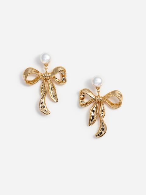 self-portrait Mottled Gold Bow Earrings