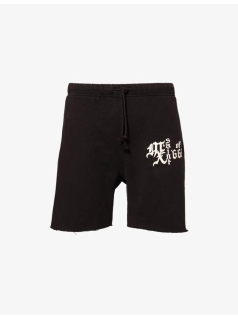 SAINT M×××××× 666 Logo-Print Cotton Sweat Shorts